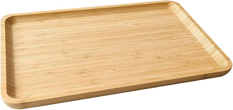 DILLMAN Bamboo Serving Tray Wooden Rectangle Dinner Food Bed Lab Tray Small