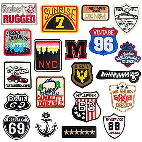 Bügelpatches Schild Aufnäher Aufbügler Kleidung Hut Tasche Patch Applikation,20 Stk/Set Cover