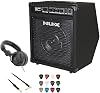NUX DA-30BT Bluetooth Personal Monitor Amplifier Bundle with Polsen HPC-A30-MK2 Studio Monitor Headphones, Kopul 10 Instrument Cable, and Fender 12-Pack Picks