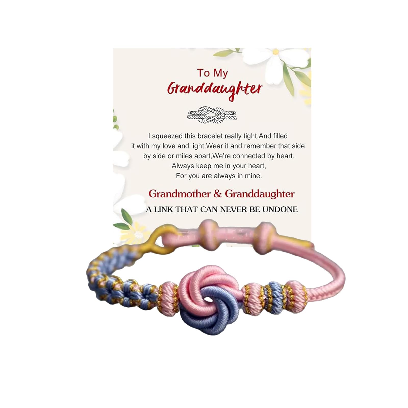 For Granddaughter - A Link That Can Never Be Undone Peach Blossom Knot Bracelet, Granddaughter Bracelet from Grandma Always Be Brave And Be Strong
