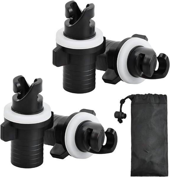 Culinavog Set da 4 Valvole per Gommone Connettore Adattatore per Tubo, Adattatore per Tubo Pompa a Pedale per Barca, Nero Adattatore per Kayak valvola H-R gonfiabili per Barca, SUP, Tavola da Surf - 1