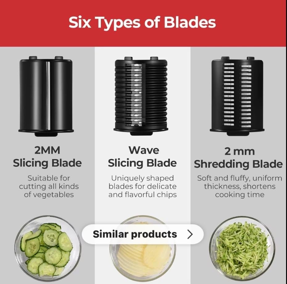 Miniatura 9 de Rallador eléctrico de queso 5 en 1 - Cortadora y trituradora eléctrica multifunción para queso, verduras, nueces y más - Potente motor de 150 W,