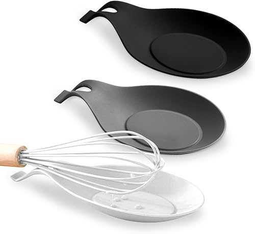 Miniatura 7 de Soporte de cuchara de silicona, 3 piezas, resistente al calor, soporte grande para estufa y encimera, ideal para todos los utensilios de cocina