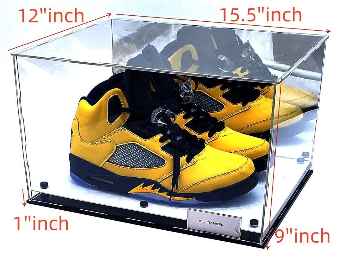Shower-Vitrine für Schuhe, Turnschuhe, schwarzer Marmor, Spiegel, 2 Ebenen, UV-Schutz, 38,1 x 30,5 x 22,9 cm, Weiß