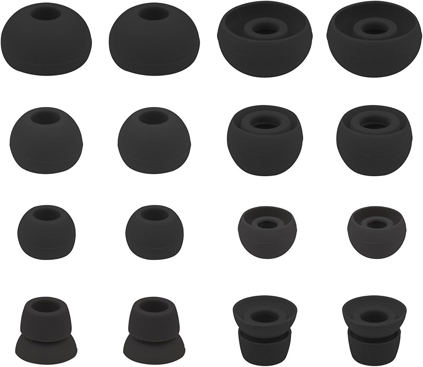Ear Tips for Powerbeats 2 Headphone, Diana Fay Ear Gels Eartips Earphone Cover Earbud Cushions for Beats Powerbeats2 PB 2 Earbuds, 8 Pairs Set S/M/L/Double Flange 4 Sizes Soft Gel, Black