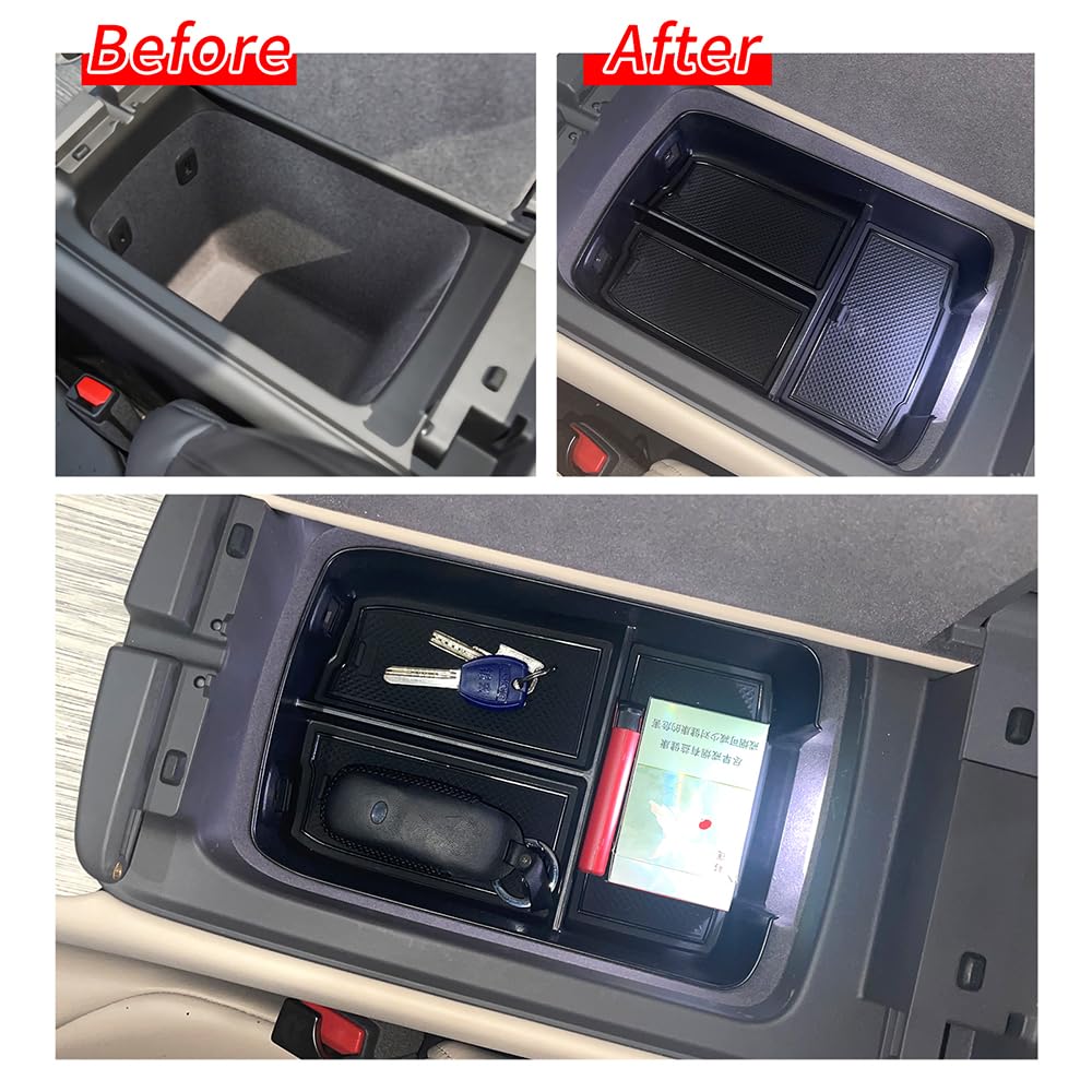 Scomparto portaoggetti per console centrale auto per Golf 8 MK8 Stivaggio Riordino Accessori per auto Scatola portaoggetti per bracciolo centrale Nero  34