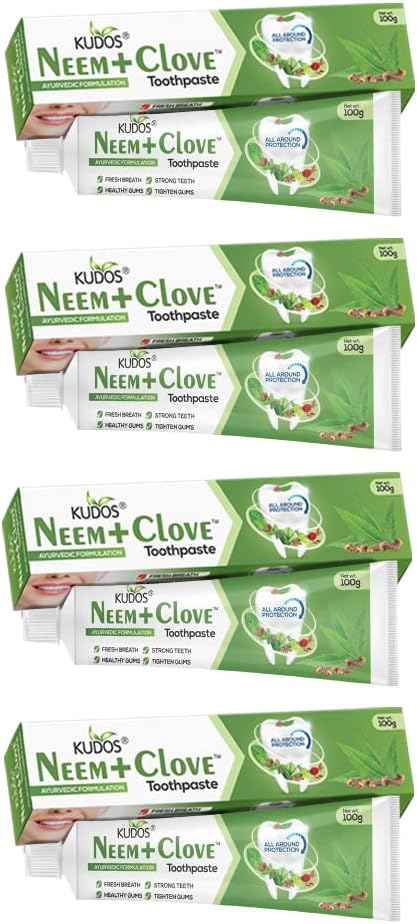 AYURVEDA Neem Clove Toothpaste. Prevents cavities,Bad Breath,tooth decay.Help Fights germ,Anti Bacterial GumProtection Daily Use Toothpaste . 100gm x 4