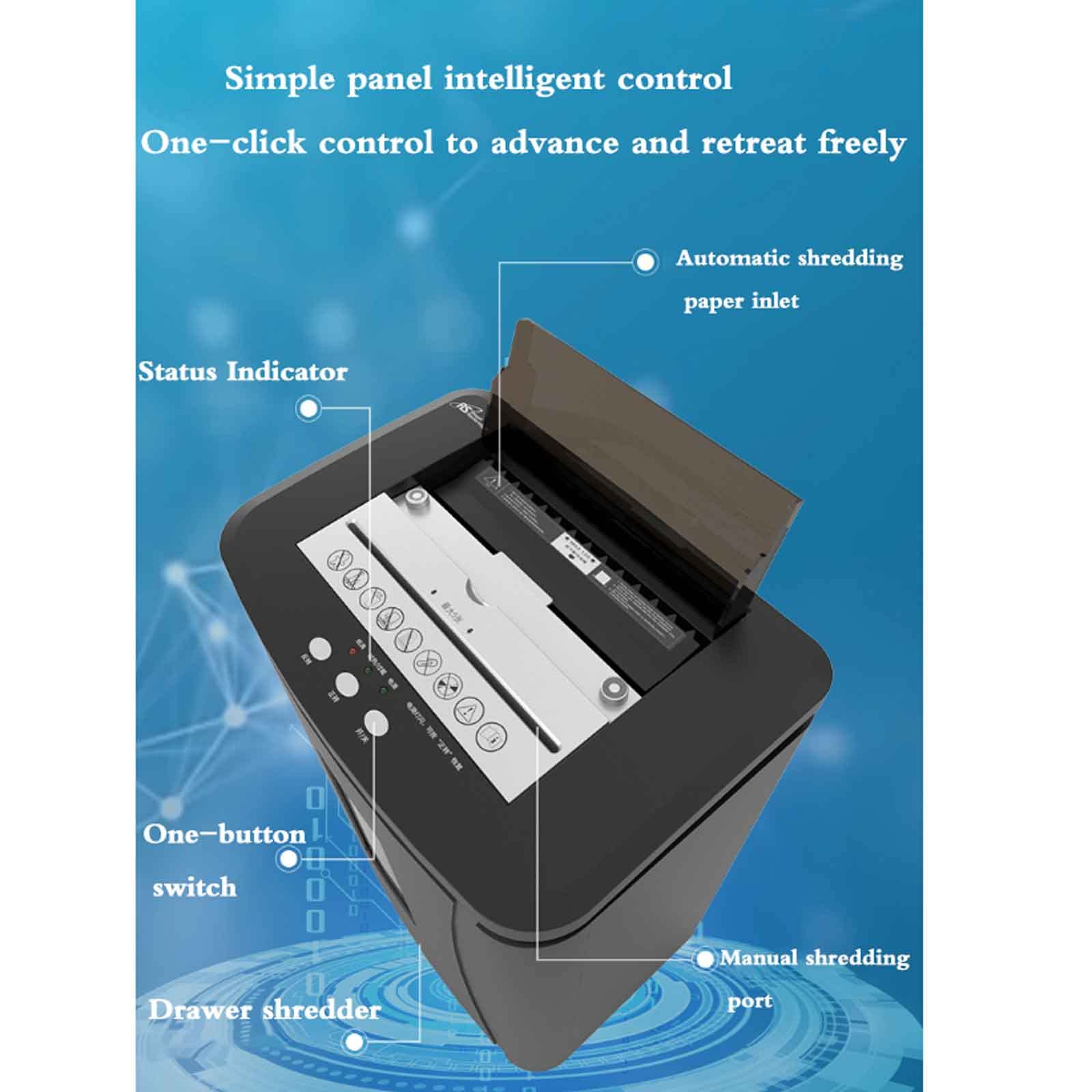 Distruggidocumenti Personale a 5 Fogli Distruggidocumenti Automatico, 4 Livelli di riservatezza, 120 Fogli di Carta alla Volta, 60 Minuti di Lavoro Continuo, capacità 25 Litri, 37X26X52,3 cm
