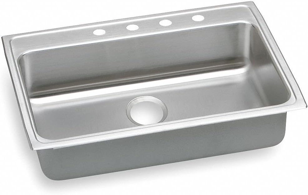 Elkay LRAD3122554 4-Hole Gourmet Lustertone 31-Inch x 22-Inch Self Rimming Single Basin Stainless Steel Kitchen Sink