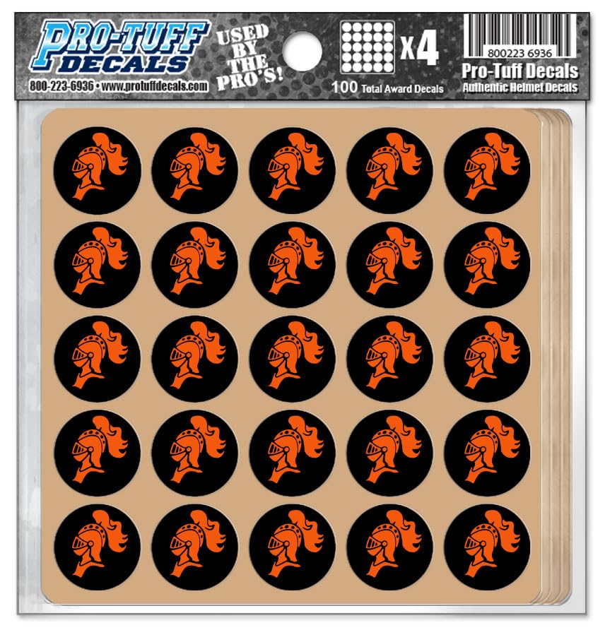 Knight Award Decals Warriors Spartans Titans Trojans Lancers Centurions Thick mil Vinyl 1-1/8" Diameter (100 Decals) Professional-Grade Football