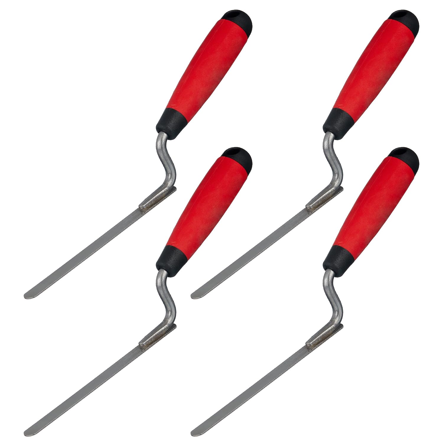4 Piezas Llana para Juntas, Anchura 8 10 12 14 mm, Mango de Goma Antideslizante, Llana para Juntas de Acero Inoxidable, para Trabajos Precisos de Albañilería, Construcción, Alicatado (Rojo)