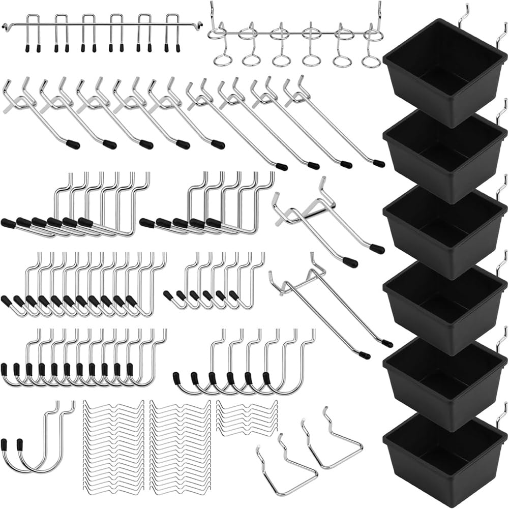 Crochets pour panneaux perforés en acier durable kit 121 pièces fixation robuste