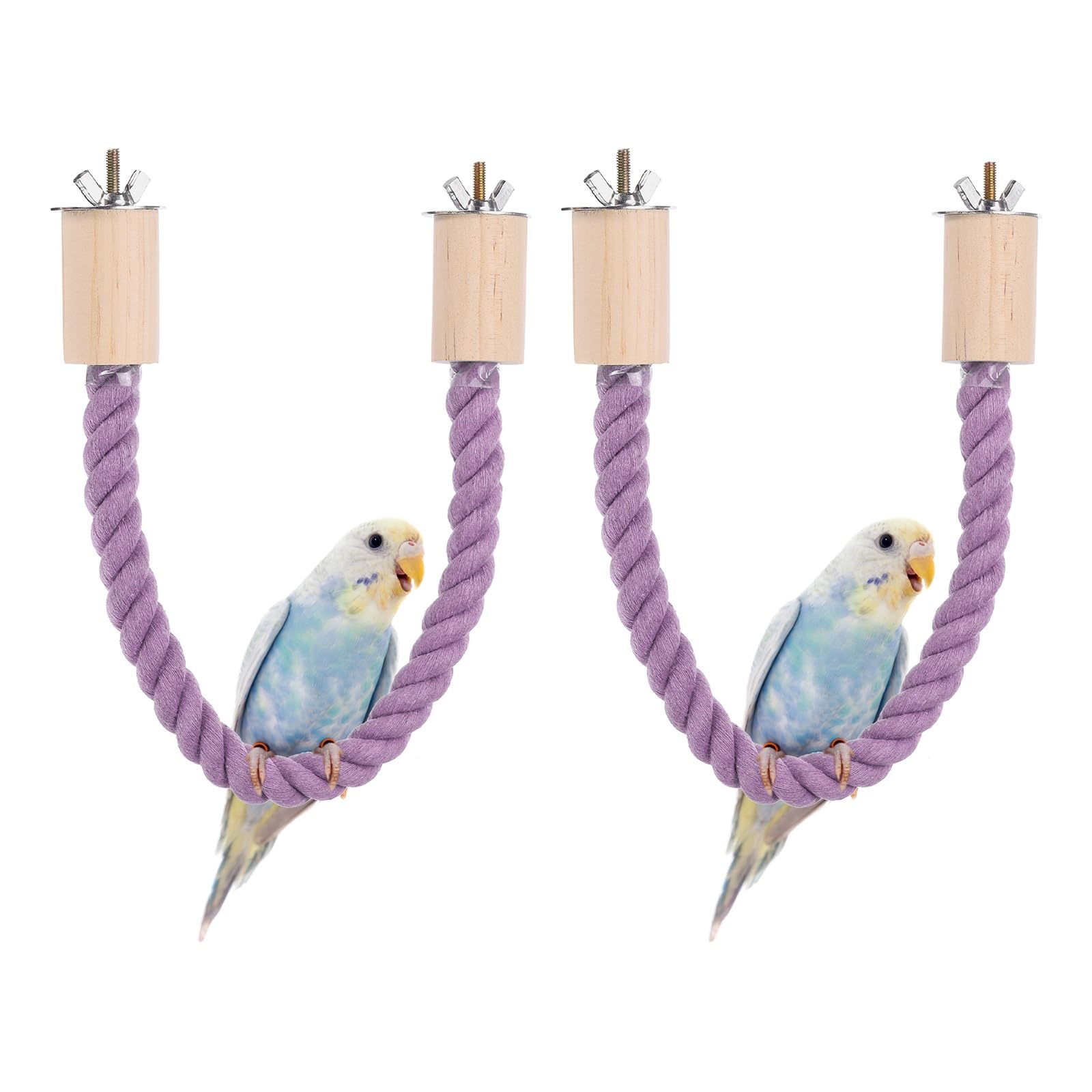 sourcing map 2 Pcs Bird Rope Perch Swing, Stand Rope Perch Standing Pole Accessory Climbing Swing Paw Grinding 55cm / 22 Inch, (Purple) Intended for Parrot/Parakeet/Budgies/Cockatiels/Lovebird