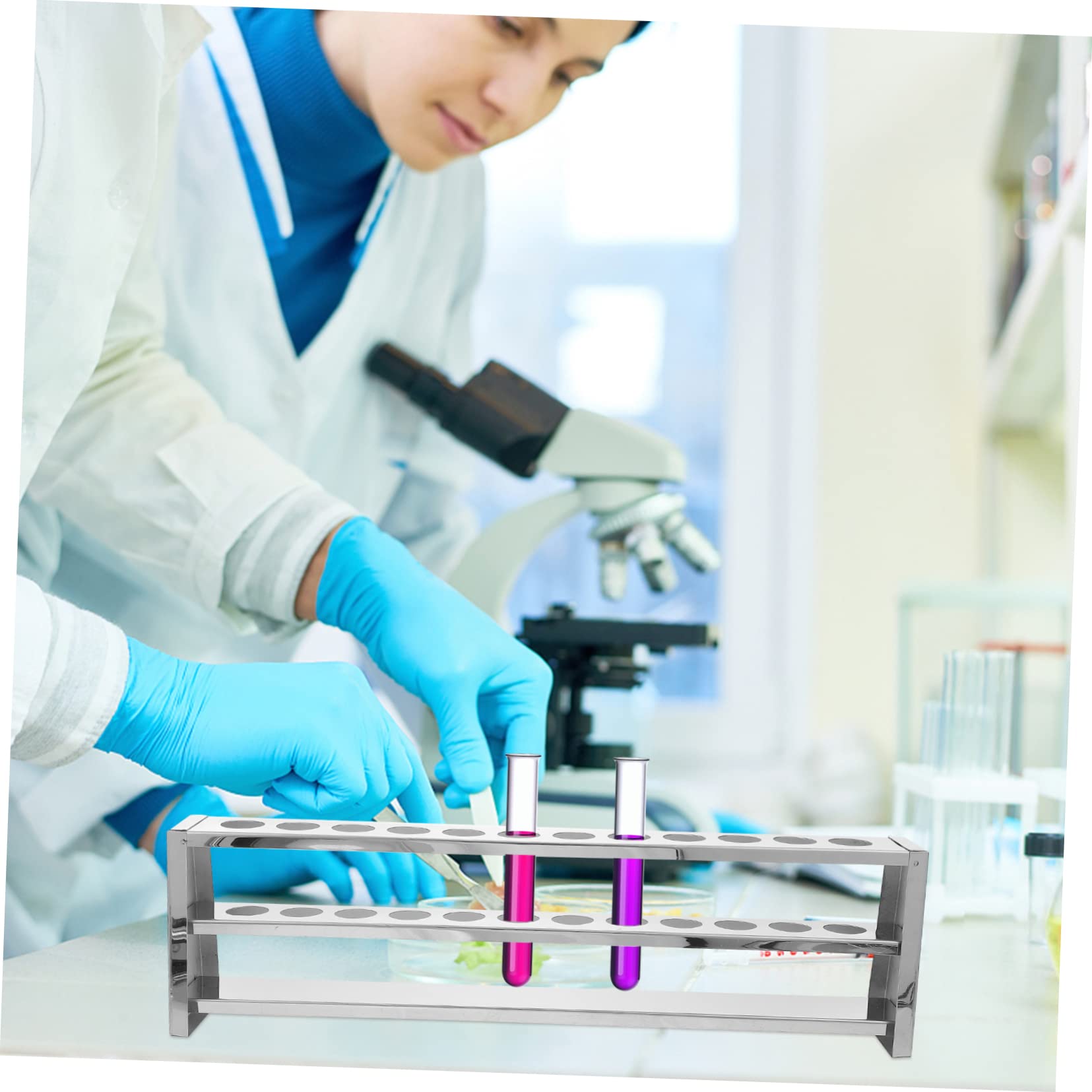 Baluue Gradilla Metálica Para Tubos De Ensayo Soporte De Acero Inoxidable Para Probetas Gradilla De Laboratorio Para Tubos De Ensayo Para Experimentsos De Química