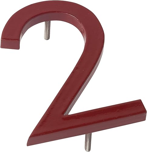 Miniatura 1 de Montague Metal Products MHN-06-F-BR1-2 Números flotantes modernos de aluminio cepillado sólido, 6 pulgadas, ladrillo rojo con recubrimiento en polvo