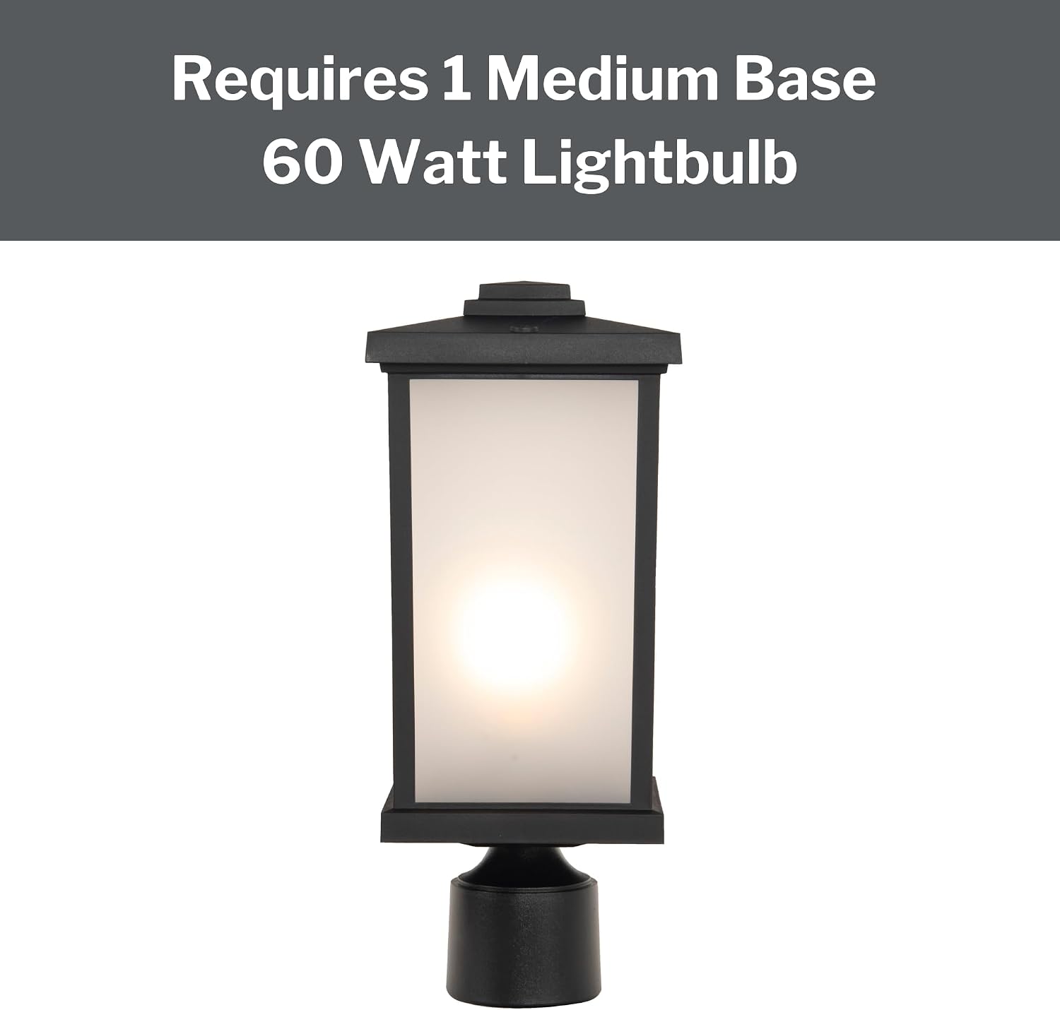 Craftmade ZA2415-TB | 15″ Textured Black Outdoor Post Lantern | Wet-Rated 1-Light A19 Fixture | 60 W Max | Polycarbonate Resin Build | UV-Resistant and Coastal-Ready (Frosted Glass)