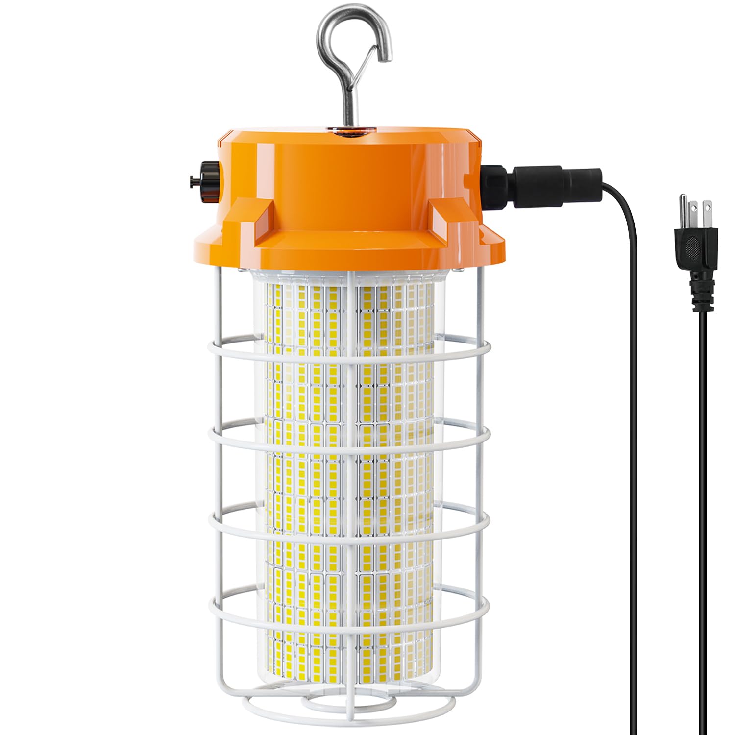 Photo 1 of 150W LED Temporary Work Light 22500lm 5000K Construction Lighting Temp Light High Bay Fixture, Hanging Temporary Work Lights with Stainless Steel Safety Guard Sturdy Hook for Mine Workshop Jobsite