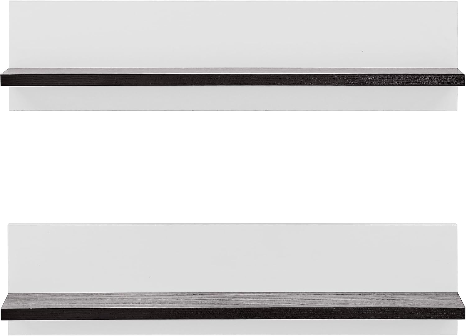 Danya B. Repose Display Photo Ledge Shelf Set of 2 - White Back/Dark Walnut Shelf