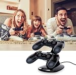 VSEER Dual Shock PS4 Charging Station - Twin Charge Docking Station Stand PS4 Charger for Pro/Slim Controllers, Black