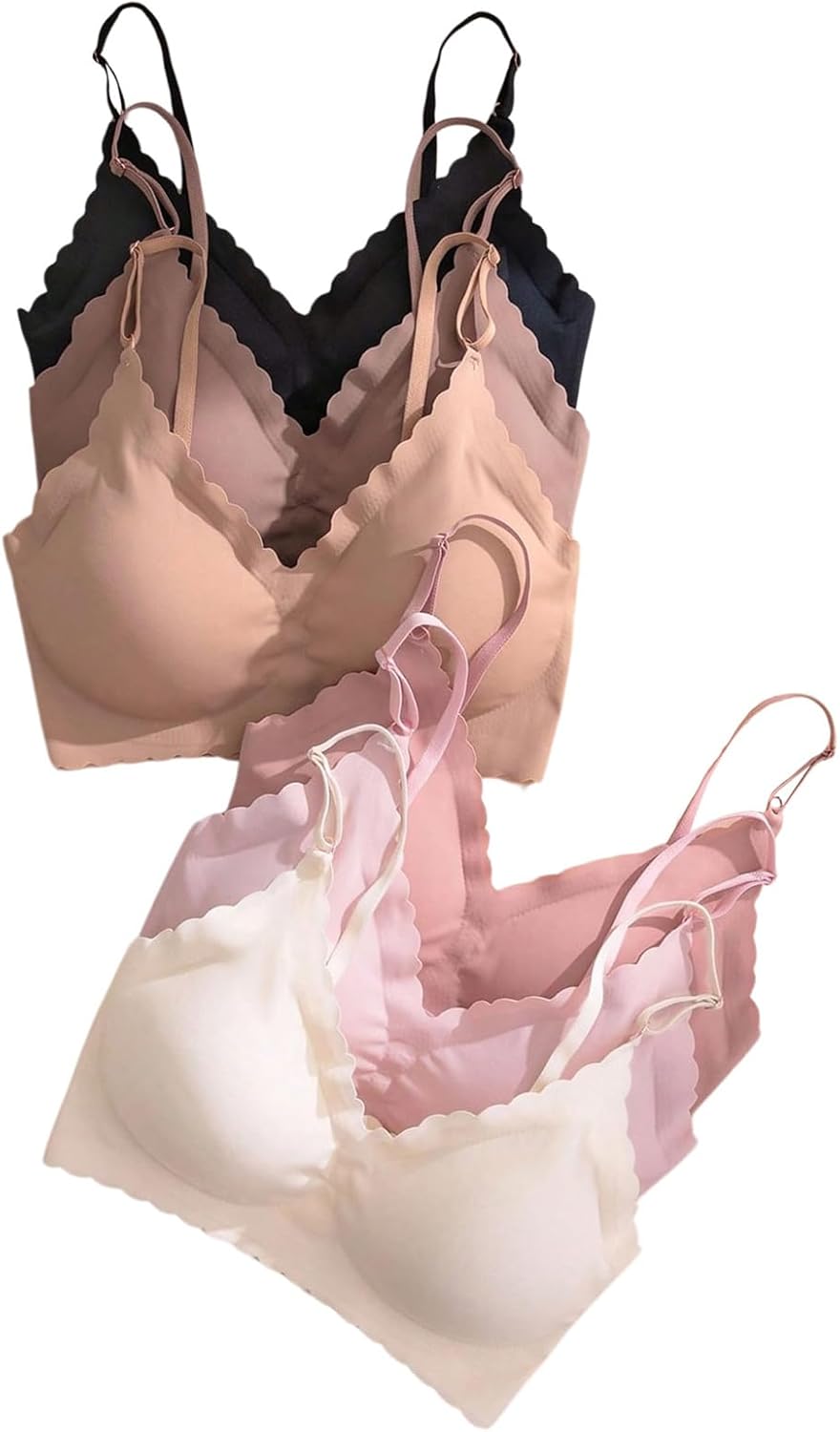 Verdusa Women's 6 Pack Wireless Bra Sets V Neck Padded Bralettes Multi Color Small