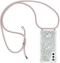 Liquid Quicksand Case with Lanyard for Samsung Galaxy A54 5G, Transparent Silicone Liquid Glitter Non-Slip Mobile Phone Case with Lanyard