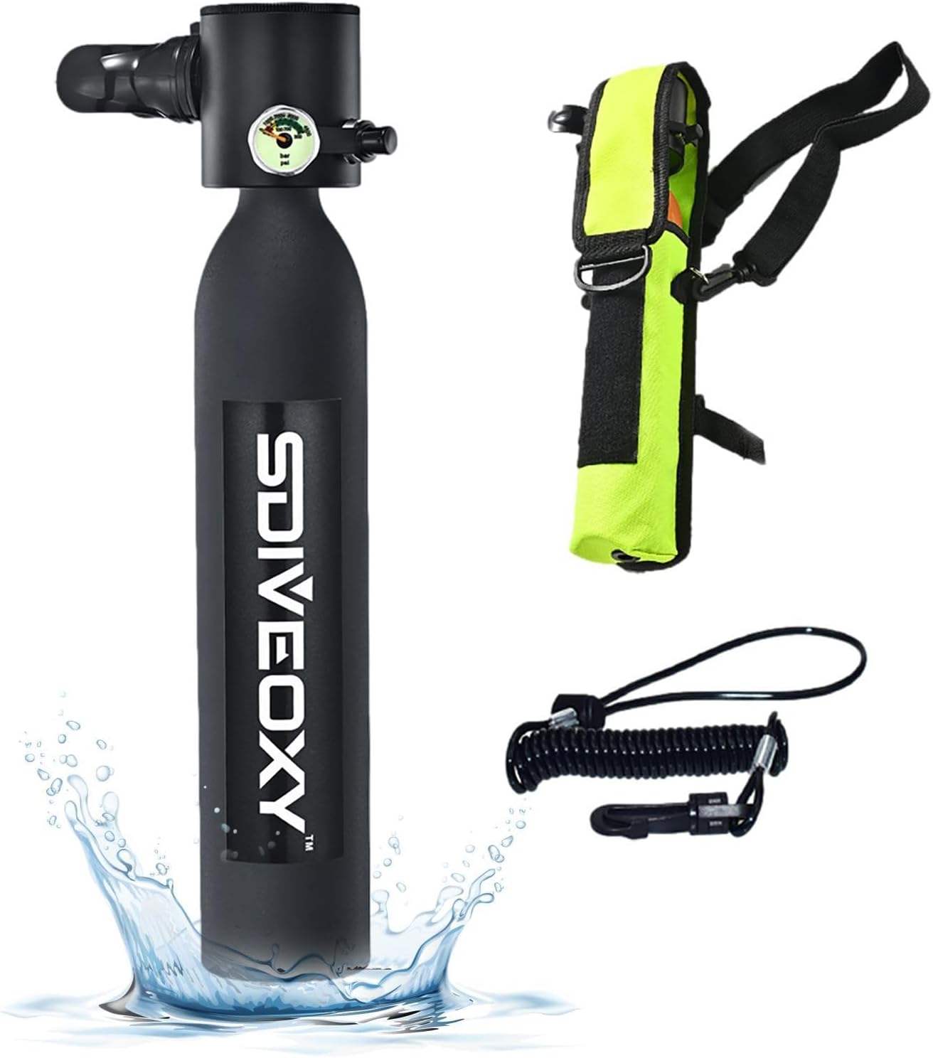 Diving Cylinder - 0.5L Scubas Diving Tank Scubas Tank,3000Psi/200Bar Diving Air Tank, Scubas Diving Gear Set Scubas Oxygen Cylinder Kit, Snorkeling Dive Bottle