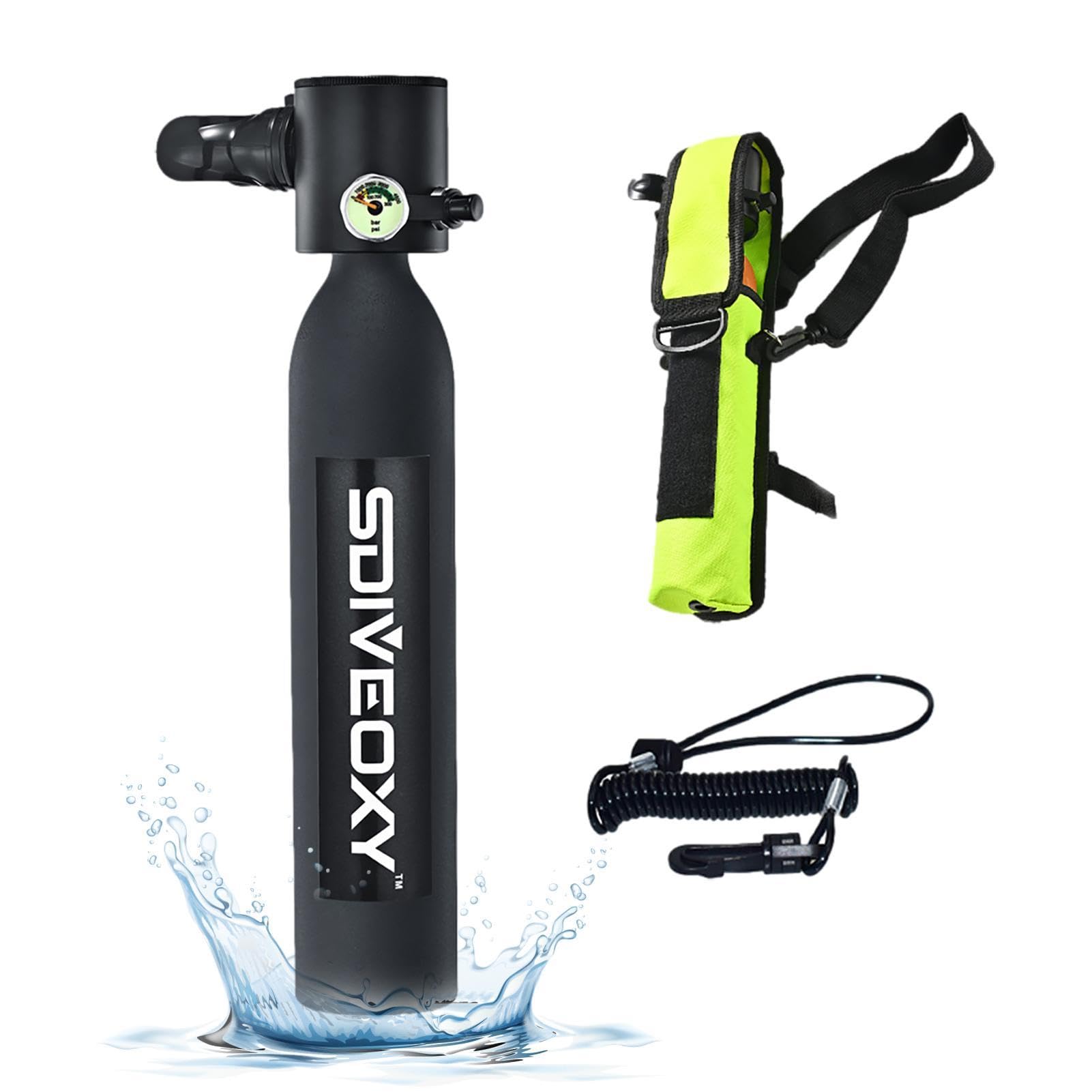 Evember Diving Cylinder - 0.5L Scubas Diving Tank Scubas Tank,3000Psi/200Bar Diving Air Tank, Scubas Diving Gear Set Scubas Oxygen Cylinder Kit, Snorkeling Dive Bottle