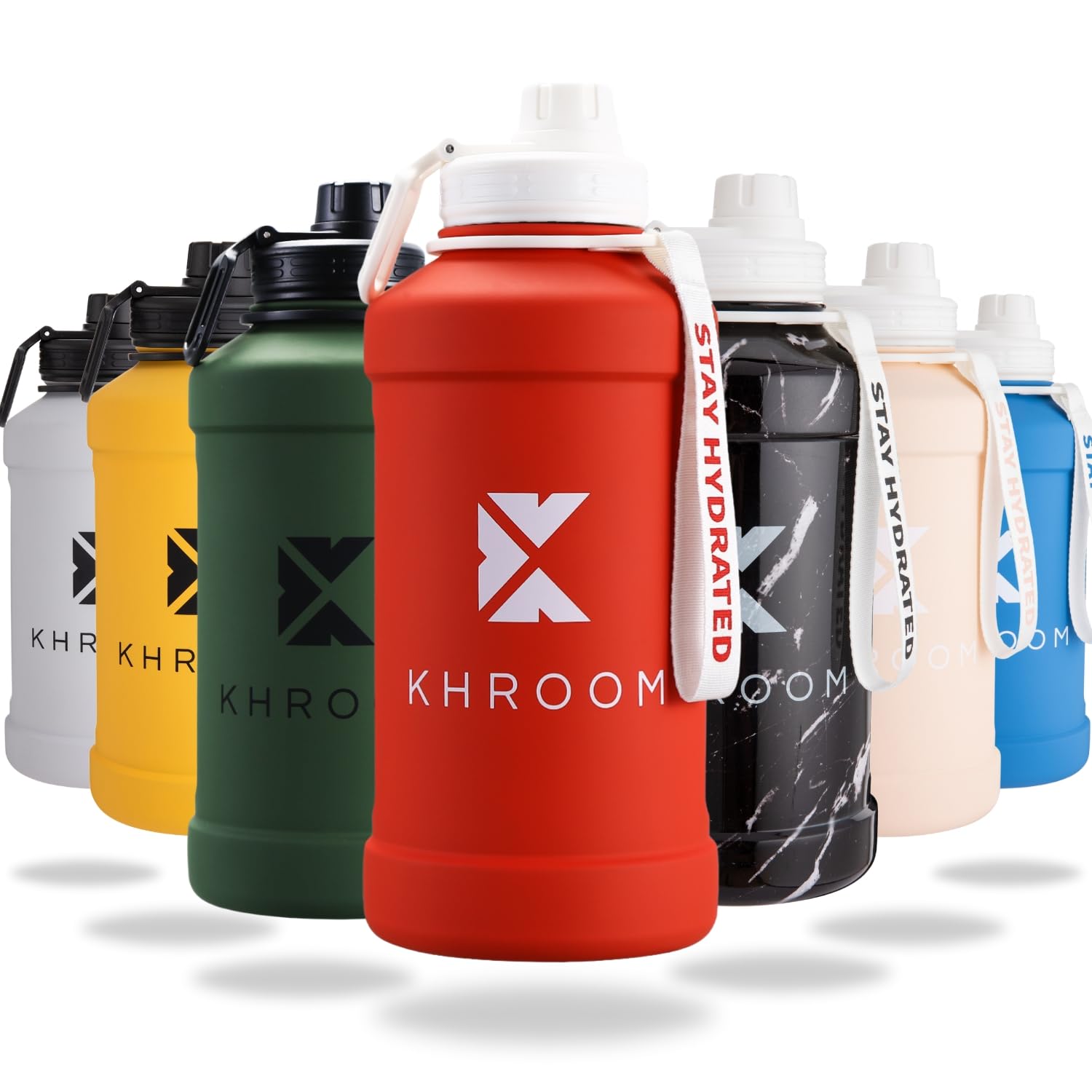 Khroom Borraccia in acciaio inox 1,3L & 2,2L Per bevande gassate, a prova di perdite, lavabile in lavastoviglie, senza BPA | Bottiglia d'acqua in metallo 1 litri per Fitness, Sport e Outdoor Rosso