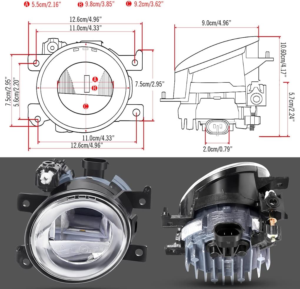 Upgrade LED Fog Light Replacement for Infiniti 15-19 Q50,17-19 Q60,16-19 QX50 QX60,15-18 QX80,15-17 Q70 Q70L, Nissan 19-22 Maxima Front Bumper Driver + Passenger Side Fog Lamp