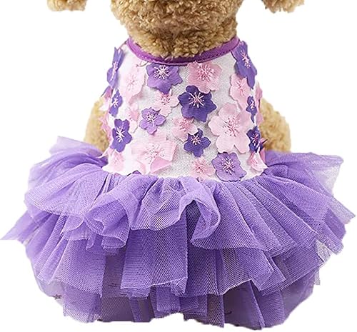 Vestido morado para perro Chihuahua - Lindos vestidos para perras para ropa de cachorros pequeños - Ropa para mascotas hembras