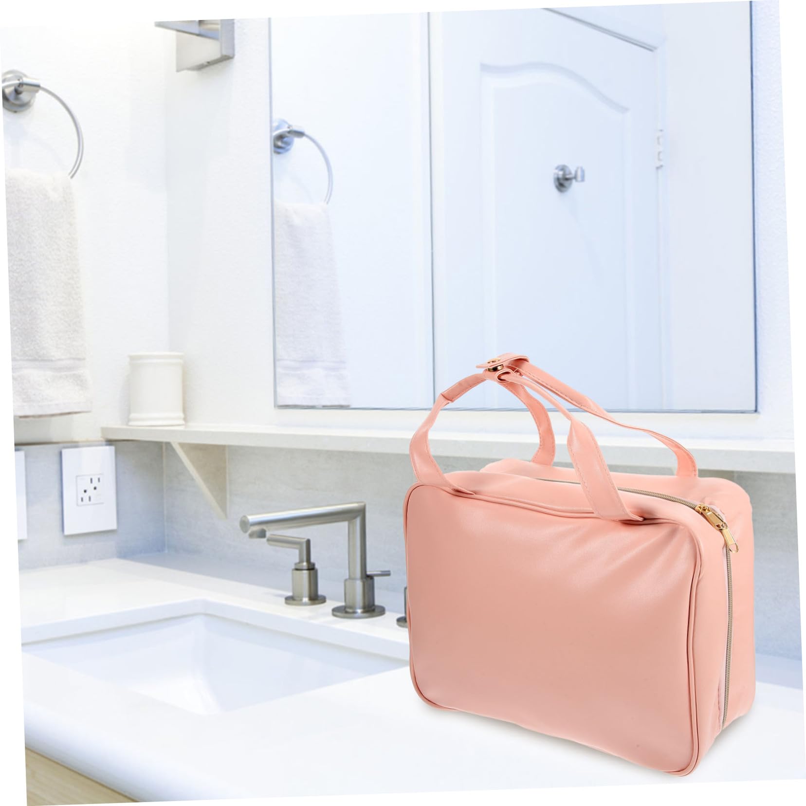CALLARON Neceser de Viaje Colgante Gran Capacidad Múltiples Compartimentos Bolsa de Aseo Rosa y Asa para Mujer Adecuado para Viajar
