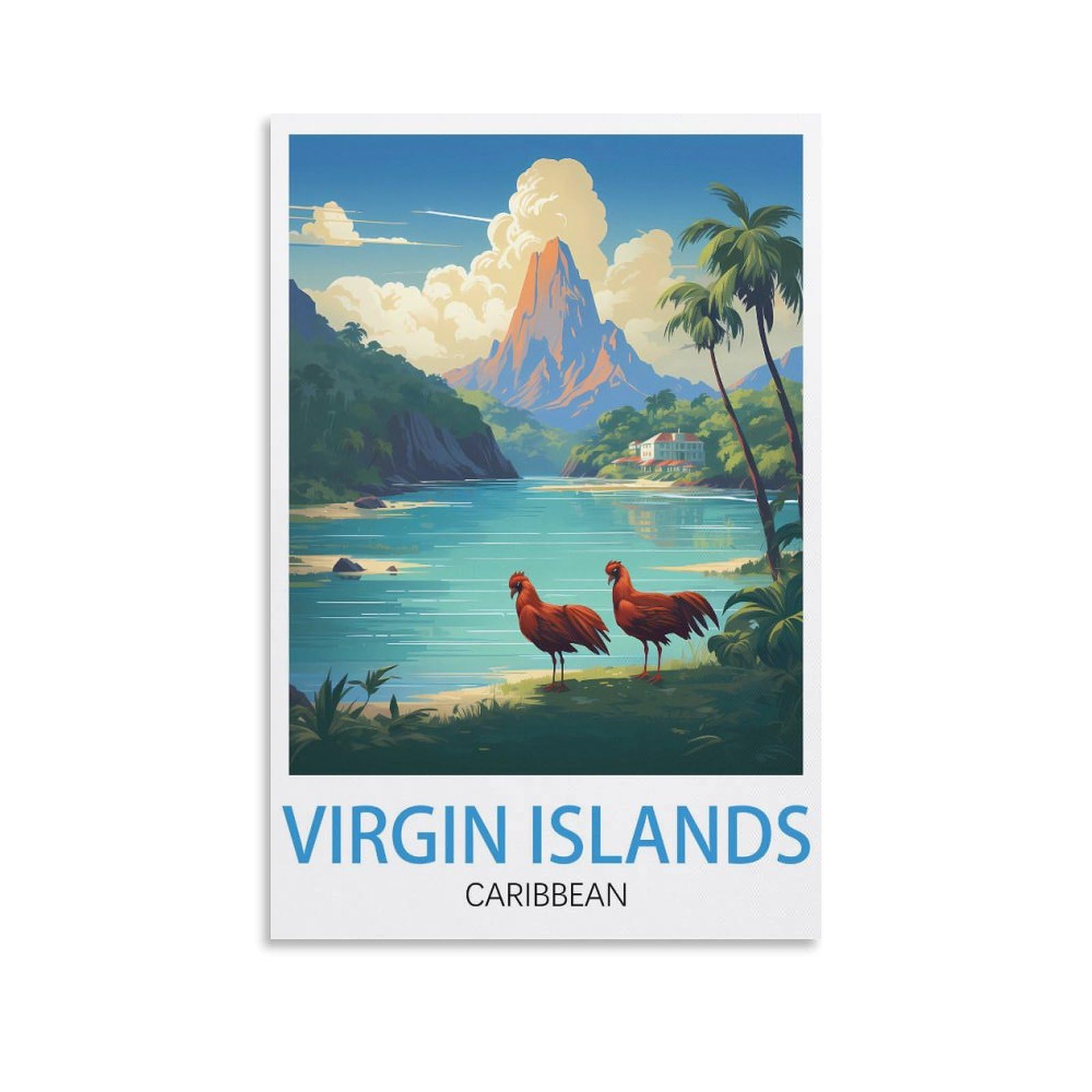 EZMLFA 5D Diamond Painting Kits，Virgin Islands Caribbeans Diamond Painting Kits for Beginners Round Full Drill Painting with Diamonds Gem Art for Home Wall Decor 50x60cm