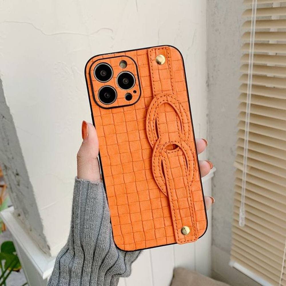 Bracelets de mode étui pour iPhone 12 protection cuir orange