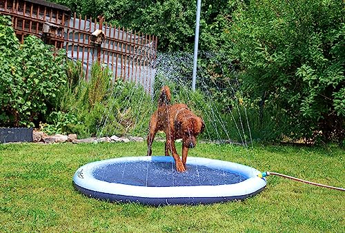 infactory Wasserspielmatte Kinder: Wasser-Spielmatte für Kinder & Hunde, Schlauchanschluss, PVC, BPA-frei (Wasserspielmatte Garten, Haustier-Sprinkler-Pad, Gartenschlauch)