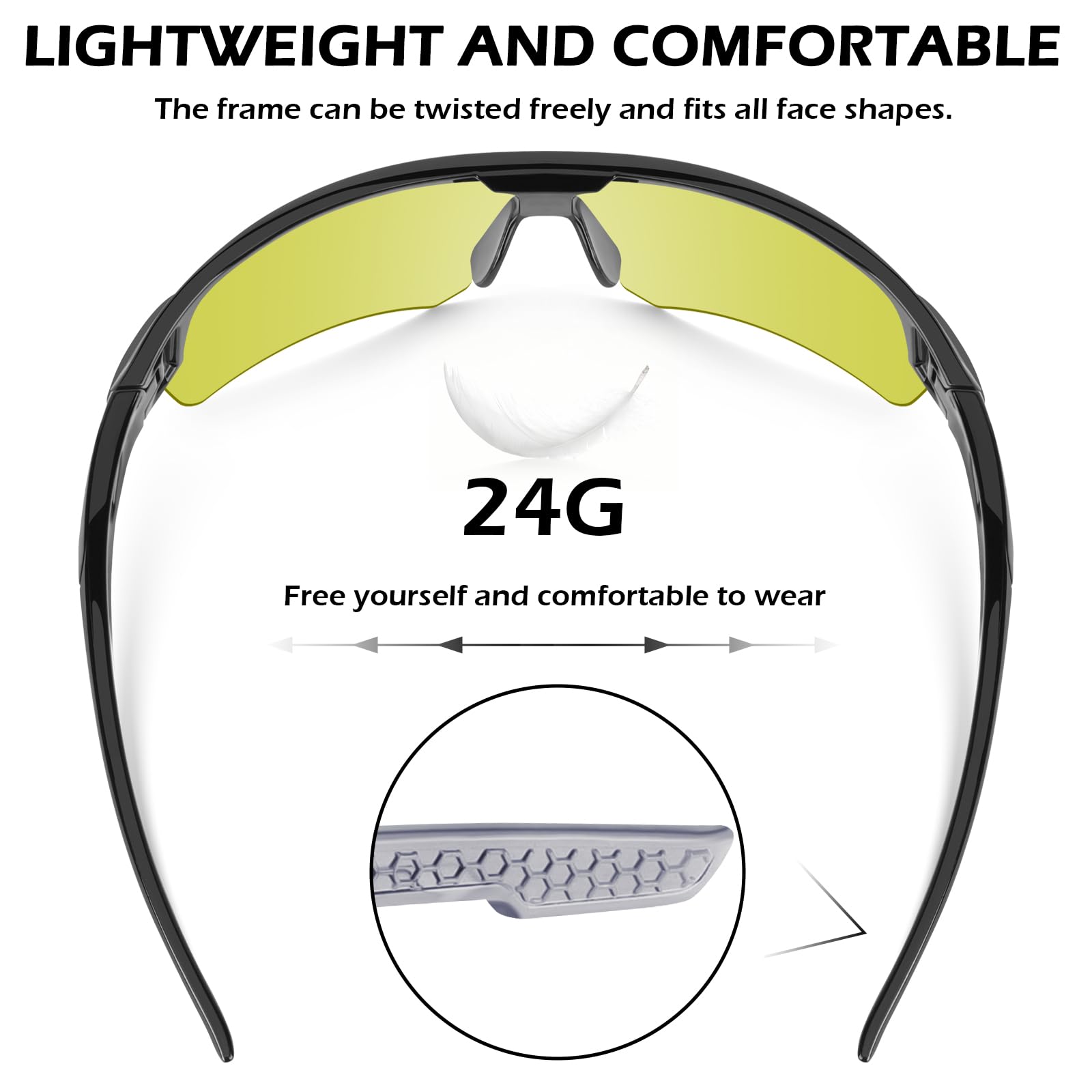OXG ANSI Z87.1 - Occhiali di sicurezza resistenti ai graffi, lenti avvolgenti unisex (lenti gialle)