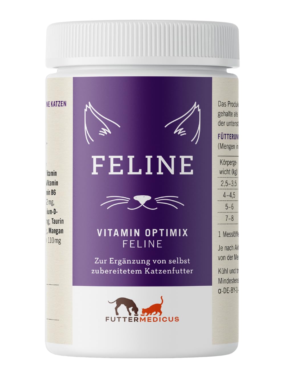 Vitamin Optimix Feline | 150 g | Futterzusatz für Katzen | Für Kochrationen und Barf ohne Knochenfütterung