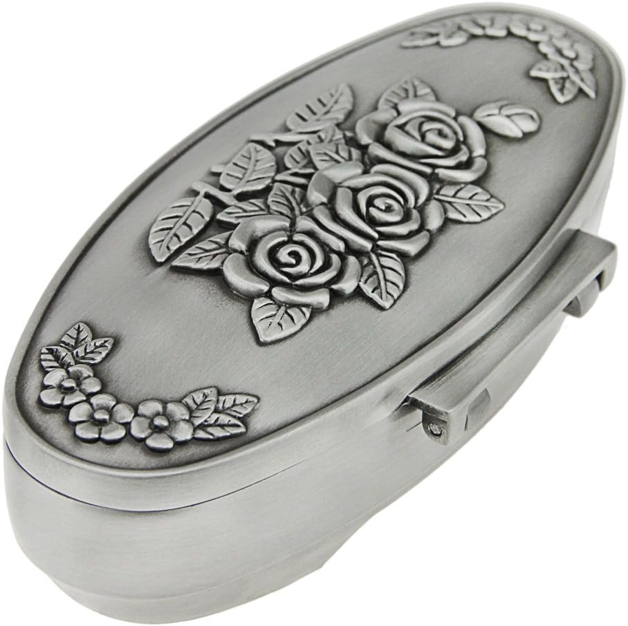 FakeFace Vintage Antique Silver Chest Box Heart Shape Tin Jewelry Box Classic Retro Storage Organizer (Heart Silver)