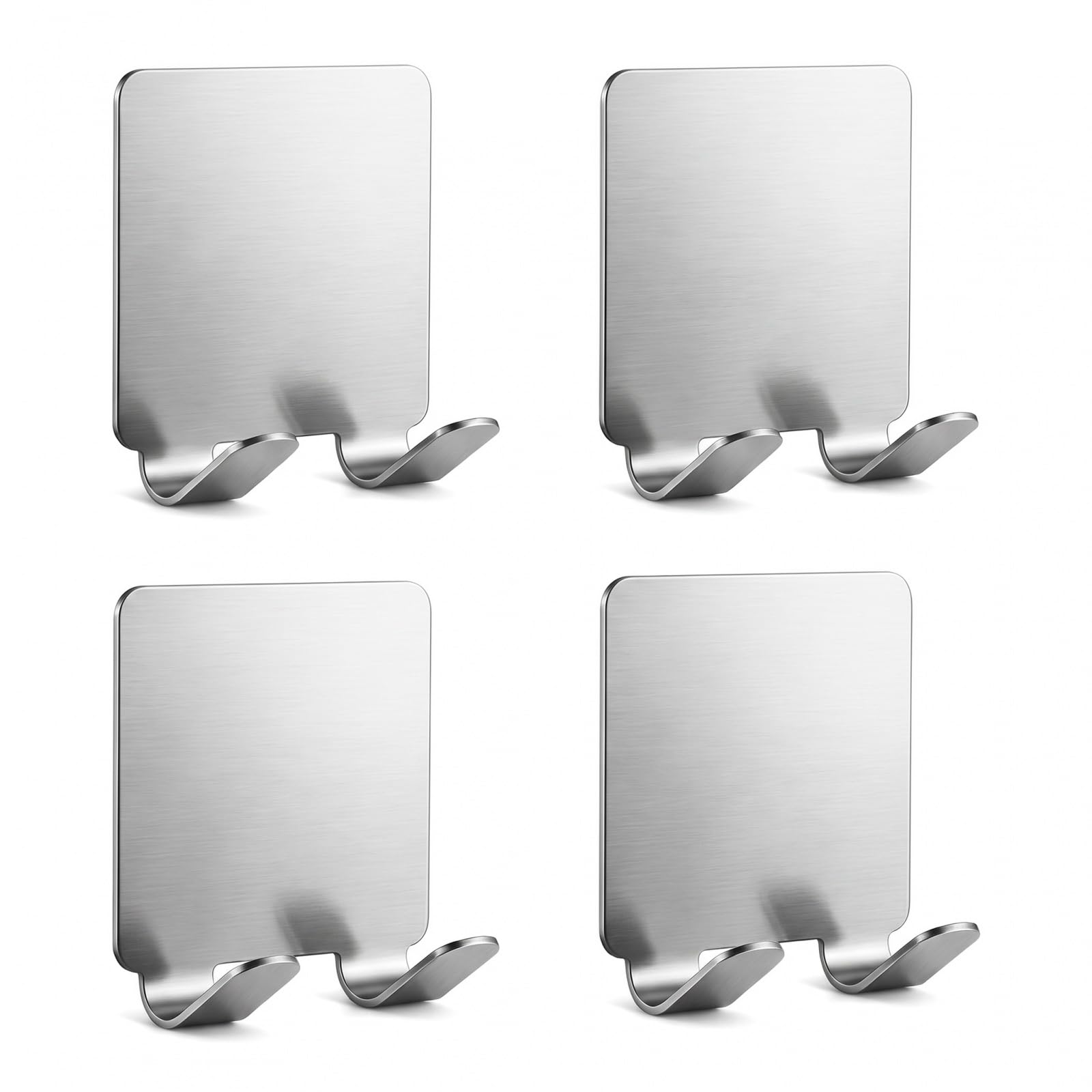 Solvio Silver 4Pcs Razor Holder For Shower, Stainless Steel Self Adhesive Shaver Holder Hook, Waterproof No Drilling Razor Stand For Bathroom Wall Organizer, Stick On Utility Hooks For Towel, Plug, Loofah
