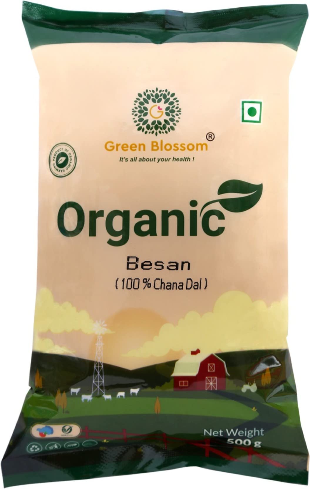 Green Blossom Organic Bajra Pearl Millet Whole and Organic Besan || Pure & Sure Organic Gram Flour | Combo of 2 | Style 311 1