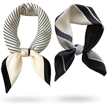 27.5 Inch Silk Feeling Scarf for Women Square Satin Head Scarf Hair Wrap Bandana 2 PACK