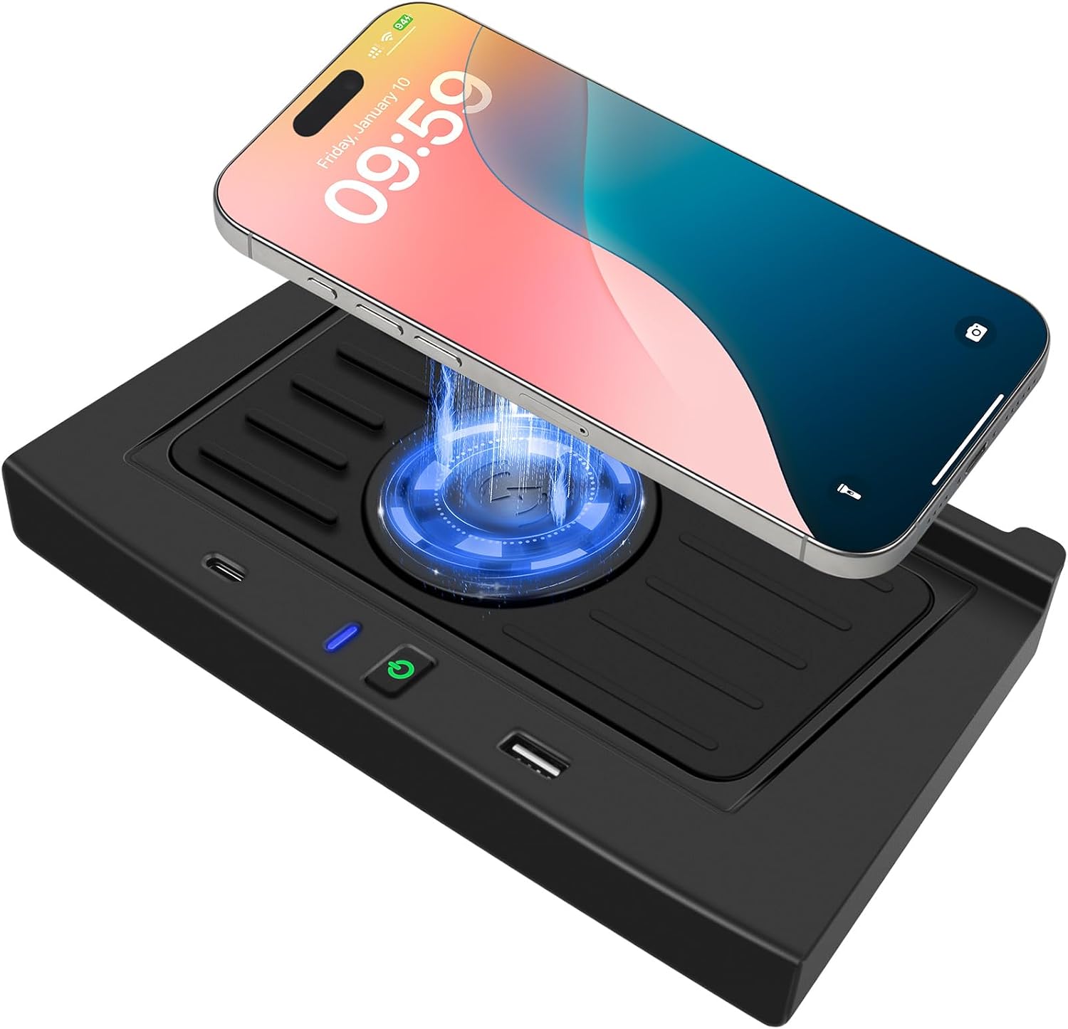 Wireless Car Charger for VW Volkswagen Tiguan MK2 2017 2018 2019 2020 2021 Accessories,Car Wireless Charging Pad with QC 3.0 USB Port