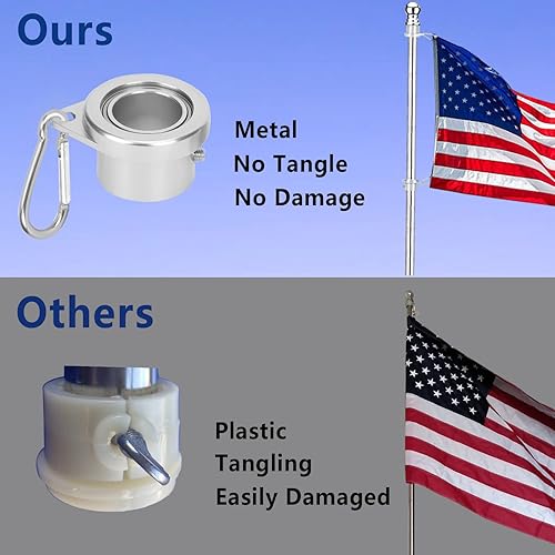 Miniatura 3 de Mástiles de bandera para casa exterior, kit de mástil de bandera de 6 pies con clips de anillo de aluminio sin enredos y soporte de montaje, poste