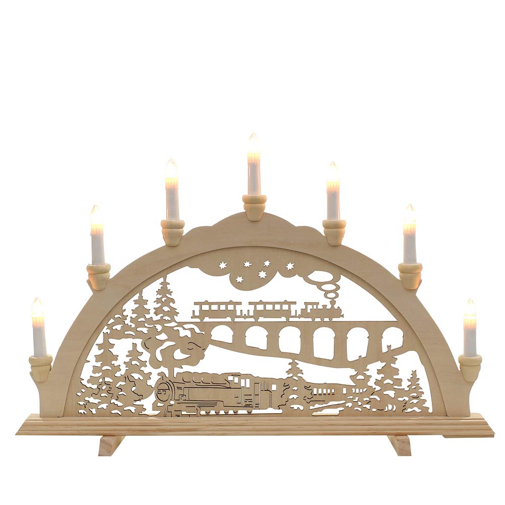Chandelier en bois haut de gamme 7 flammes et décor traditionnel