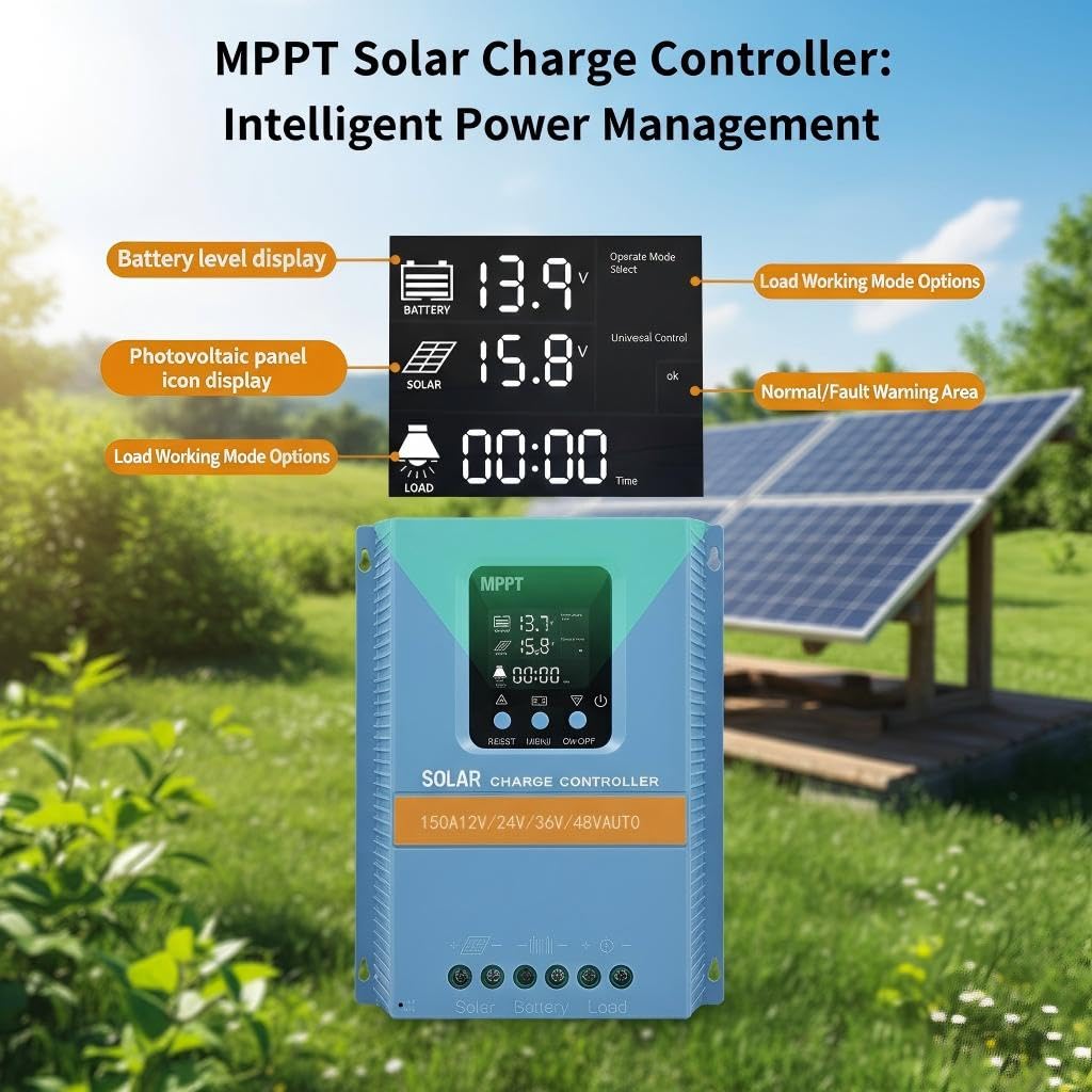 Regolatore di carica solare MPPT 150A 12V/24V/36V/48V LiFePO4 batteria al piombo