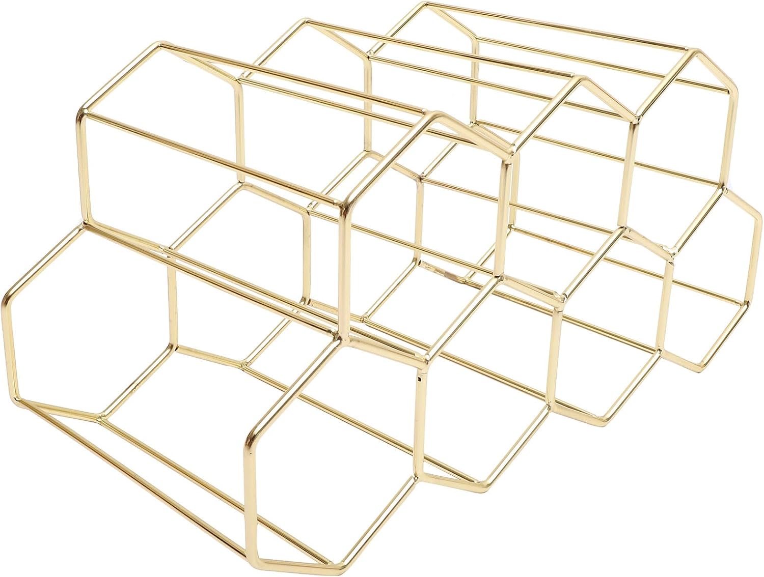 Hollow Iron Wine Rack with Seven Metallic Bottle Holders Desktop Wine Display Stand Small Modern Bottle Holder for Home Bar Cabinet Decoration