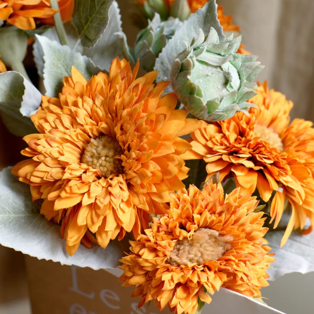creatività Fiori Artificiali, Girasoli Finti con Cinque Fiori e Tre boccioli, Fiori Simulati per Decorazioni da tavola