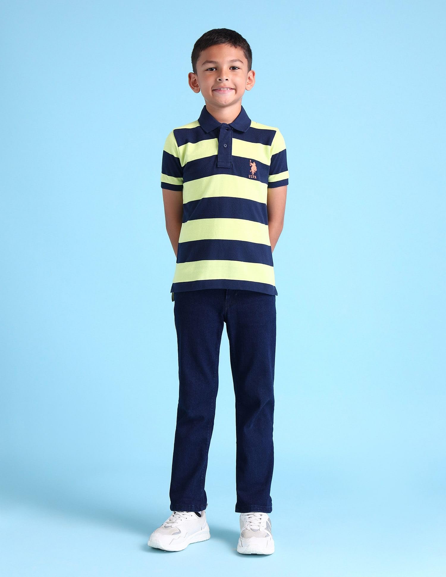 U.S. POLO ASSN. Boys 100% Cotton Pique Hs Stripe Polo T-Shirt (UKTSHON0316_Green_12T) 2