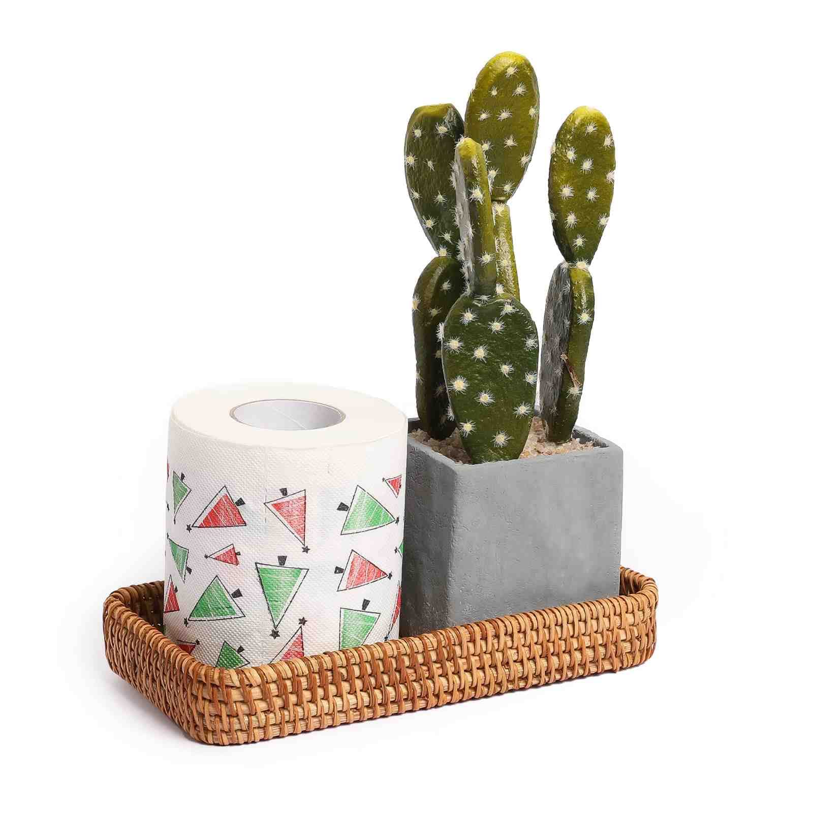 Ręcznie tkana wiklinowa taca do serwowania, dekoracyjny kosz łazienkowy, rustykalny rattanowy schowek na stolik kawowy, toaletka, zbiornik toaletowy, 21 x 11 x 4,5 cm - stylowy dom