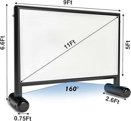 Miniatura 3 de Pantalla de proyector inflable, pantalla de cine inflable de PVC de 11 pies, diseño hermético al aire libre con bomba de aire de 600 W para