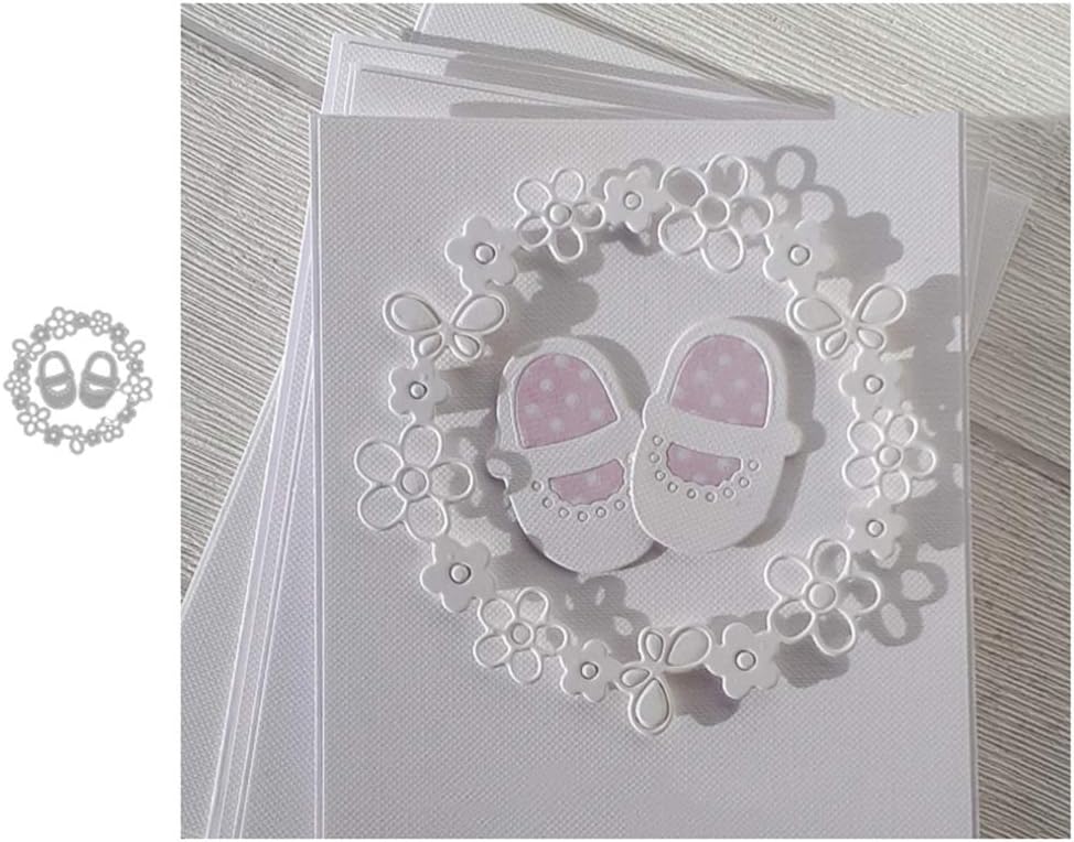 Muzhili3 Dies, Baby Shoes Flower Ring Metal Cutting Dies DIY Scrapbook Paper Card Album Stencil - Silver